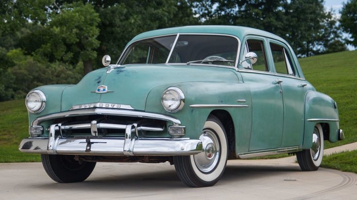 1951 Plymouth Cranbrook, zöld limuzin, bal elölről