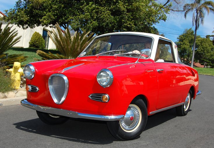 1959 Goggomobil TS250 Coupé, vörös, előről balra döntve