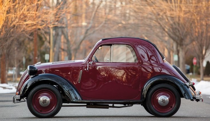 1938 Fiat Simca 5, meggyvörös kabrió, oldalnézet