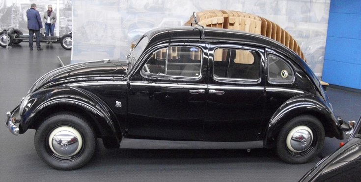 VW Typ 1 Taxi, Rometsch limuzin, fekete, oldalnézet, balró, alulról fotózva