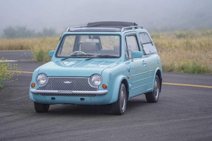 1989 Nissan Pao, kék hatchback, elölnézet, balról