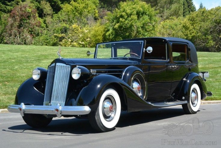1937 Packard Twelve, fekete town car limuzin eleje