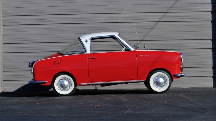 1969 Goggomobil TS250 Coupé, vörös és fehér, oldalnézet, jobbról