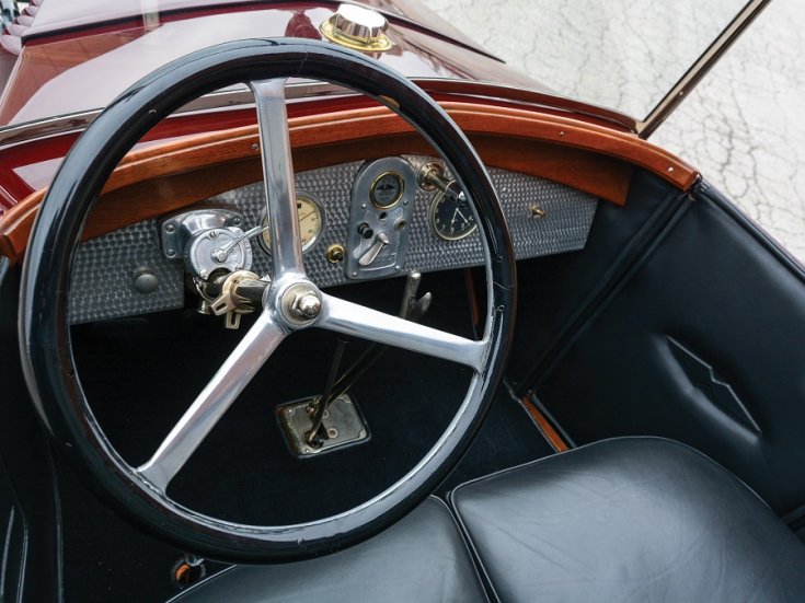 1924 Renault Type NN Town Car Labourdette, bordó limuzin, műszerfal, elölnézet, oldalnézet, balról döntve, felülnézet