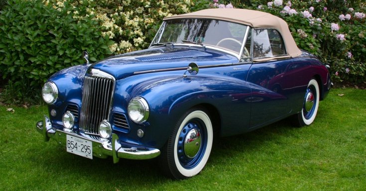 1952 Sunbeam Alpine, elöl/oldalnézet