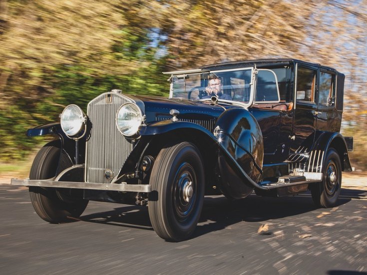 1924 Isotta Fraschini, Tipo 8A, kék, landaulet, elölnézet, oldalnézet, balról, menet közben