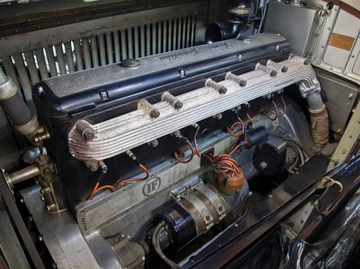 1924 Isotta Fraschini, Tipo 8A, soros 8 hengeres motor, elölnézet, oldalnézet, balról