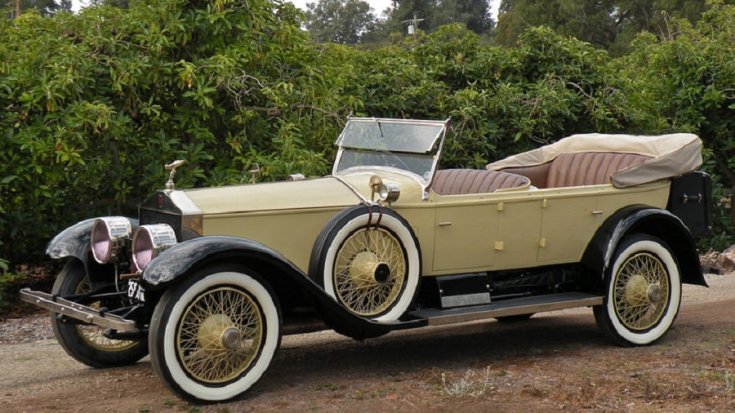 1924 Rolls Royce Silver Ghost, touring car, vajszínű, elölnézet, oldalnézet, balról