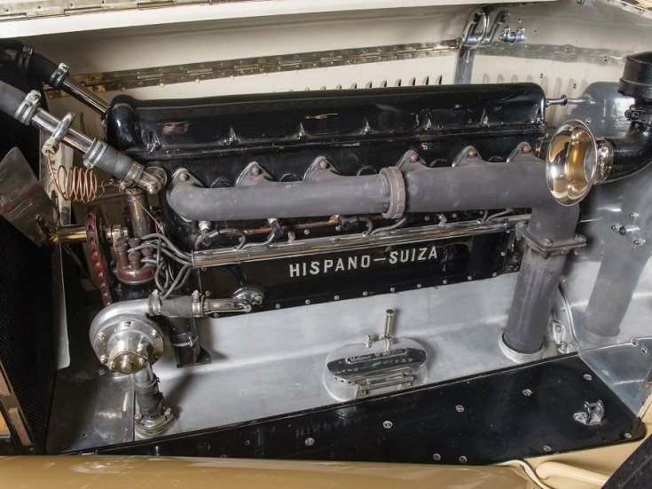 1928 Hispano-Suiza H6C, motortér, oldalnézet, jobbról