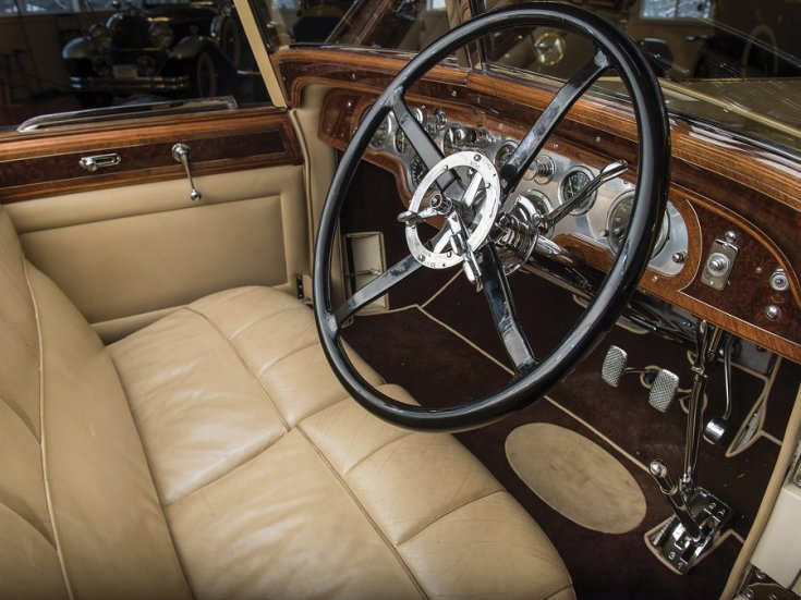 1928 Hispano-Suiza H6C, kormány és műszerfal, elölnézet, oldalnézet, jobbról