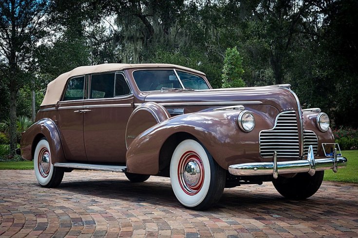 1940 Buick Century Series 60, sport phaeton, barna, oldalnézet, elölnézet, jobbról