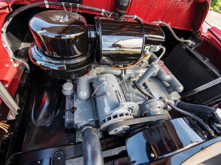 1948 Tucker 48 motor, elölnézet, felülnézet, balról döntve