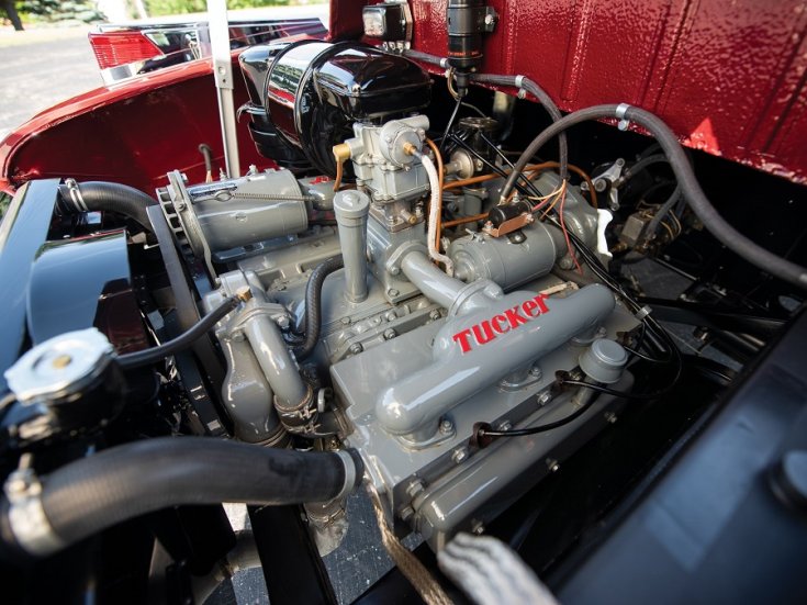 1948 Tucker 48, motor, elölnézet, oldalnézet, jobbról