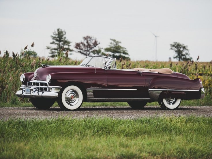 1949 Cadillac Series 62 kabrió, elölnézet, oldalnézet, balról