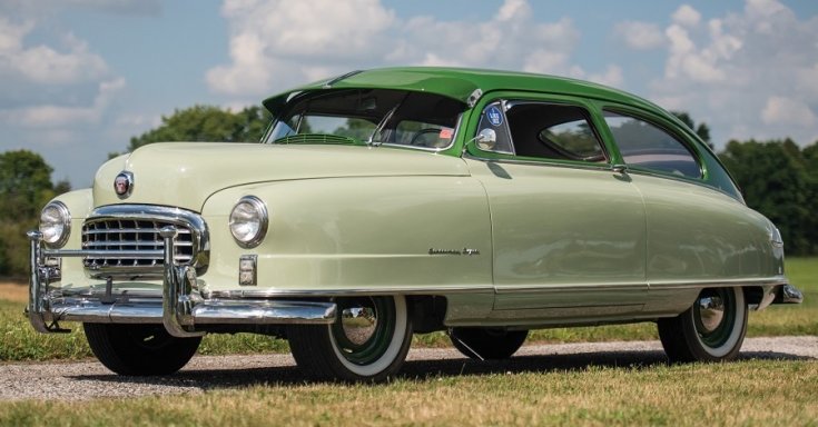 1950 Nash Statesman sedanette, zöld, elölnézet, oldalnézet, balról