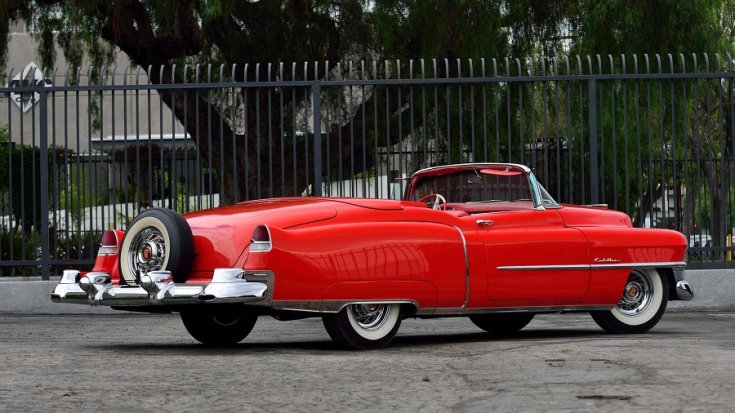 1953 Cadillac Eldorado, vörös kabrió, hátulnézet, oldalnézet, jobbról, Mecum Auctions