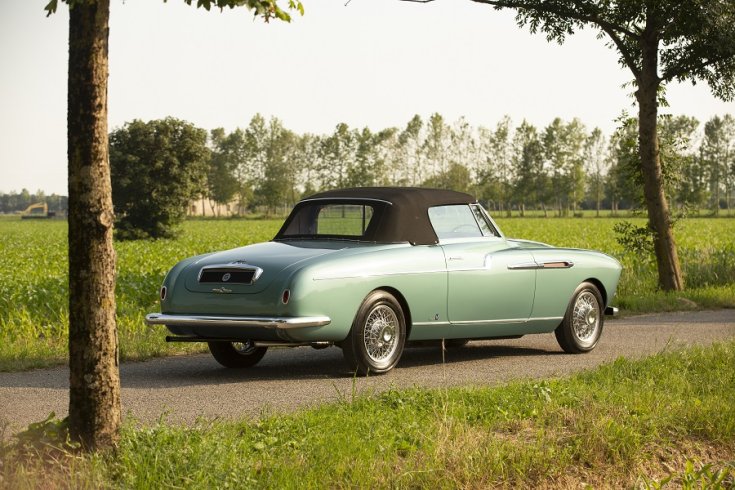 1953 Lancia Aurelia B52 Spider Vignale, zöld, hátulnézet, oldalnézet, jobbról