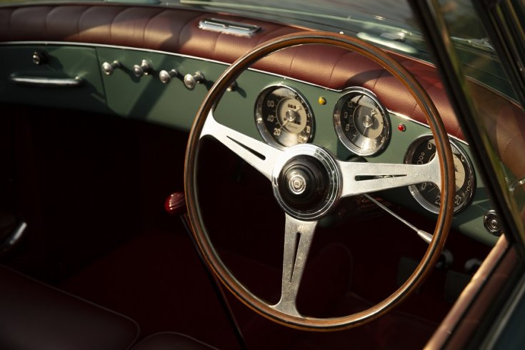 1953 Lancia Aurelia B52 Spider Vignale, műszerfal, elölnézet, oldalnézet, jobbról, kormányra közelítve