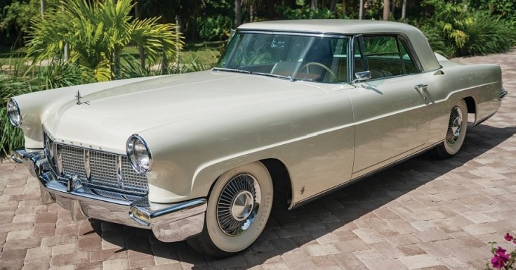 1956 Continental Mark II, fehér kupé, elölnézet, oldalnézet, balról, ráközelítve