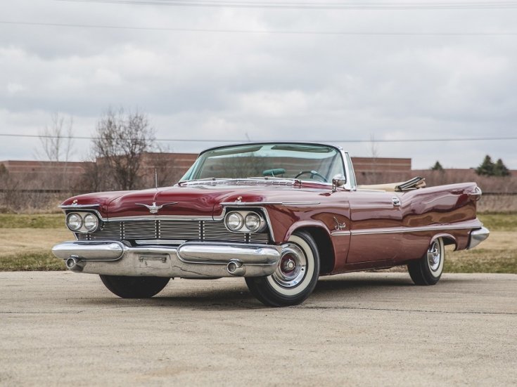 1957 Chrysler Imperial Crown, bordó, elölnézet, oldalnézet, balról