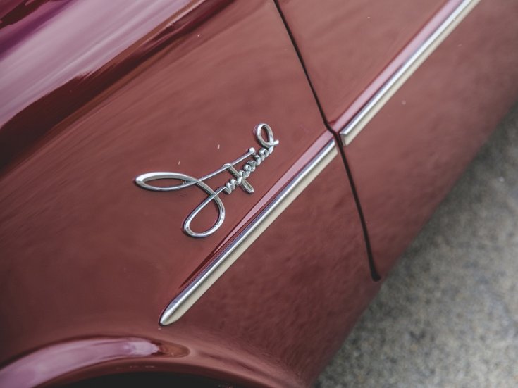 1959 Chrysler Imperial Crown embléma, oldalnézet, felülnézet, balról