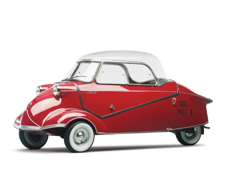 1958 Messerschmitt KR200, piros, elölnézet, oldalnézet, balról, távolról, ráközelítve