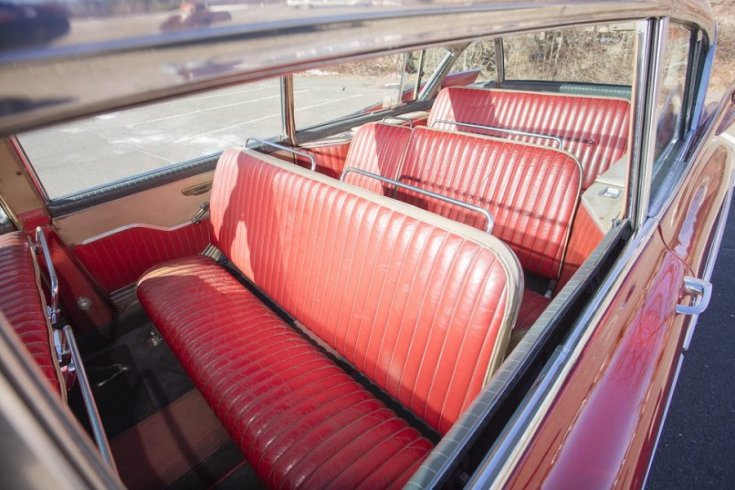 1959 Cadillac Broadmoor Skyview, vörös és fehér tető, utastér, oldalnézet, hátranézet, jobbról, felülnézet