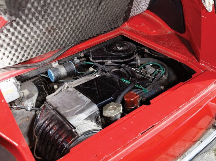 1960 Fiat 500 Giardiniera, piros, kombi, motortér, felülnézet, oldalnézet, balról