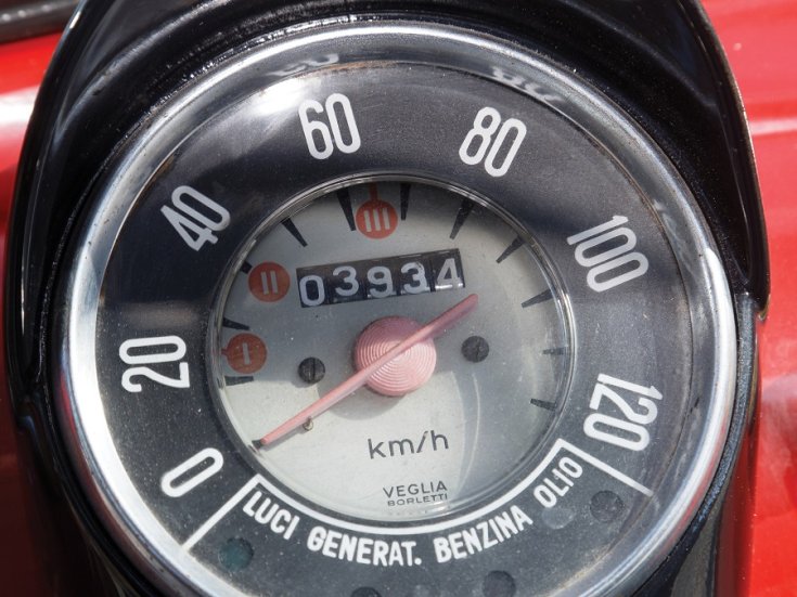 1960 Fiat 500 Giardiniera, sebességmérő, elölnézet, felülnézet, szemből