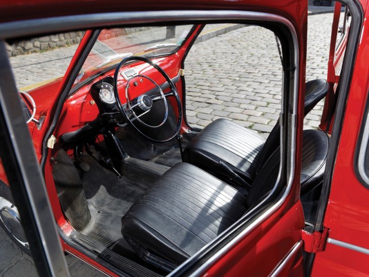 1960 Fiat 500 Giardiniera, piros, kombi, műszerfal, hátulnézet, oldalnézet, balról, kívülről
