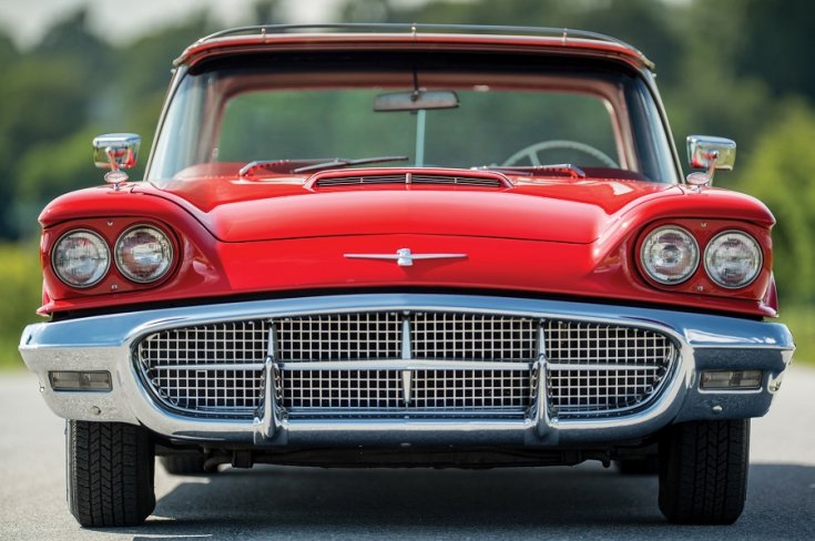 1960 Ford Thunderbird, vörös, kupé, elölnézet, szemből, frontális