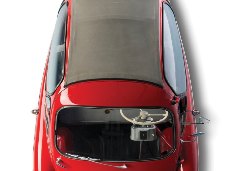 1962 Trojan 200, mikroautó, buborékautó, piros, felülnézet