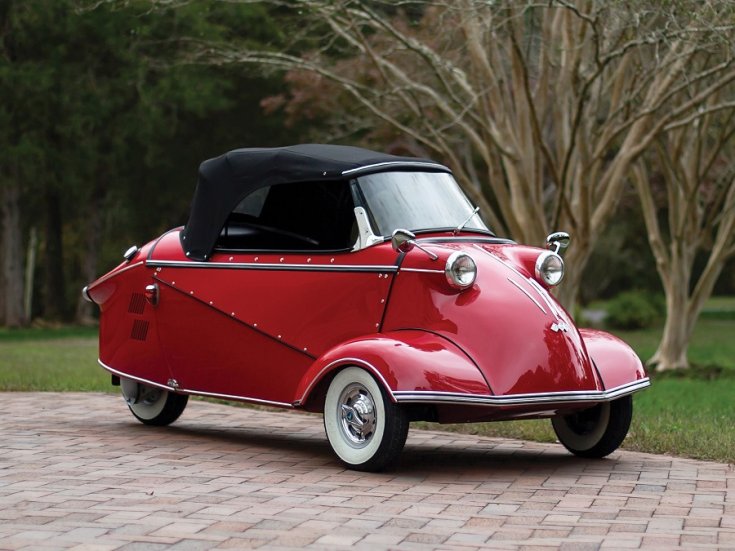 1964 Messerschmitt KR 201 roadster, meggyvörös, elölnézet, oldalnézet, jobbról, fehér falú gumival