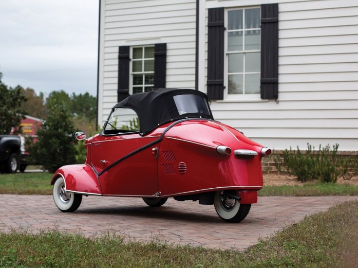 1964 Messerschmitt KR 201 roadster, meggyvörös, hátulnézet, oldalnézet, balról, fehér falú gumival