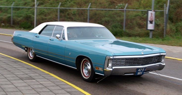 1970 Imperial Crown, kék, fehér tető, oldalnézet