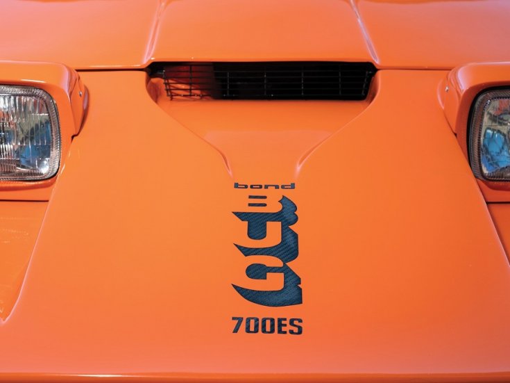 1972 Bond Bug, motorháztető, elölnézet, szemből, ráközelítve