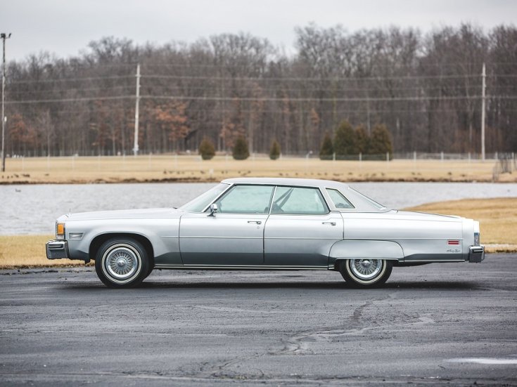 1976 Oldsmobile Regency 98, szürke, landau limuzin, oldalnézet, balról