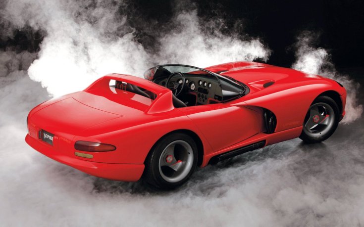 Dodge Viper 1989-ből a Ditroiti Autószalonról, hátulról és oldalról