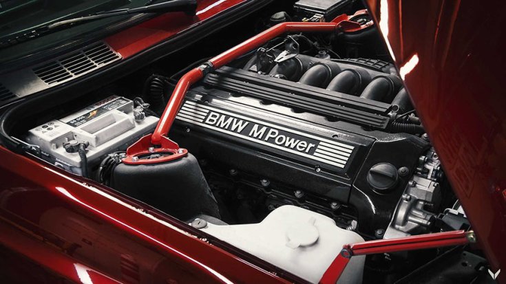 1990 BMW E30 M3 E36 M3 motorral, motortér nézetből