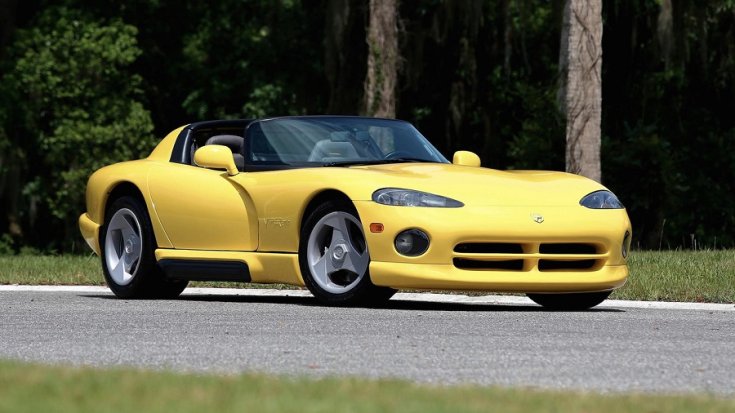 1992 Dodge Viper, sárga kabrió, elölnézet, oldalnézet, jobbról