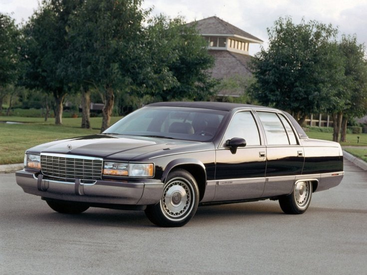 1993 1996 Cadillac Fleetwood Brougham, fekete, elölnézet, balról