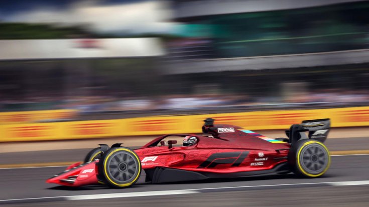 2021-es F1-es autó terve oldalnézetből