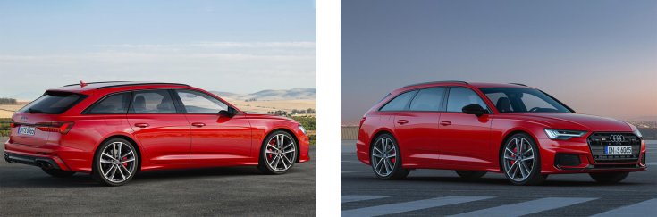 2020 Audi S6 Avant TDI hibrid szemből és oldalról