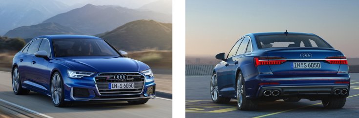 2020 Audi S6 szedán TDI hibrid szemből és oldalról