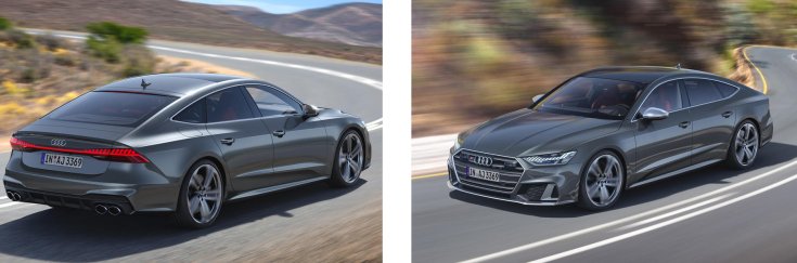 2020 Audi S7 sportback TDI hibrid szemből és oldalról