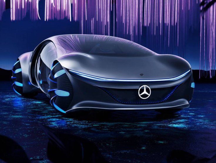 Mercedes-Benz Vision AVTR egy futurisztikus háttérben, féloldalról