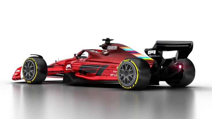 2021-es F1-es autó terve oldalról, hátulnézetből