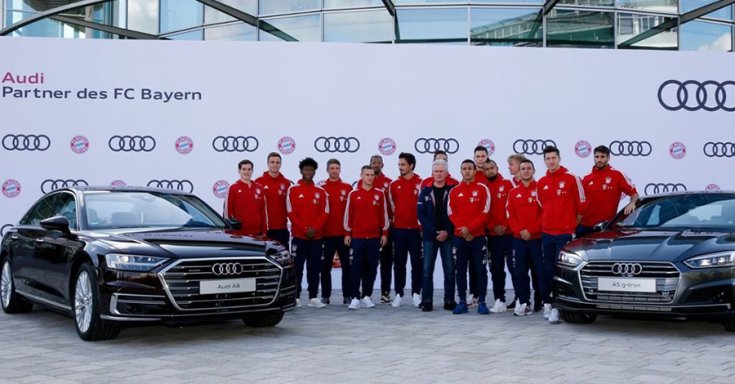 Az FC Bayern csapata a 2018-as Audikkal