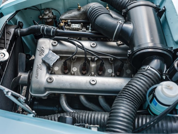 1954 1965 Alfa Romeo Giulietta motorja, 1,3 liter, felülnézet, balról, RM Sotheby’s