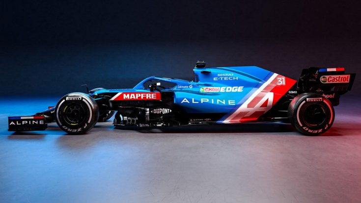 Alpine F1 Team autó különleges új festéssel oldalról